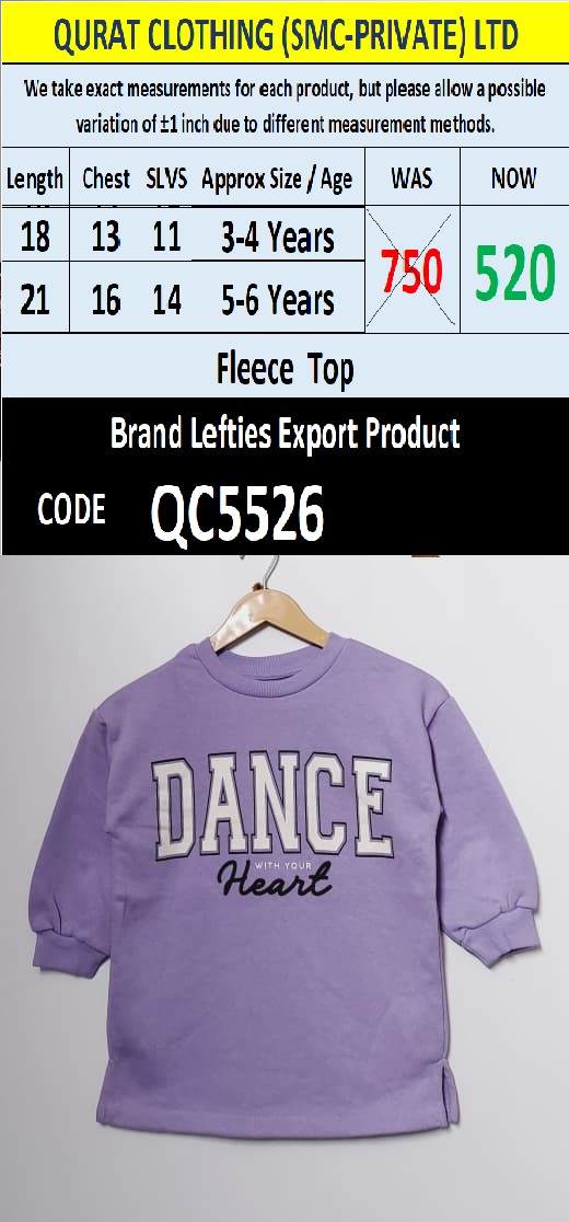 Lefties Brand Fleece Top Export Product - QC5526 - QC5526