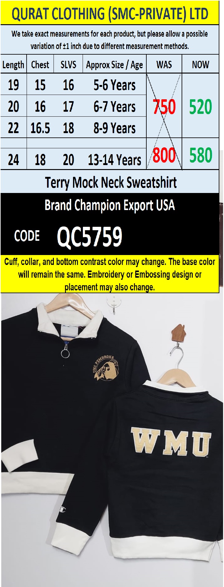 Champion Brand Mock Neck Sweatshirt Export USA - QC5759