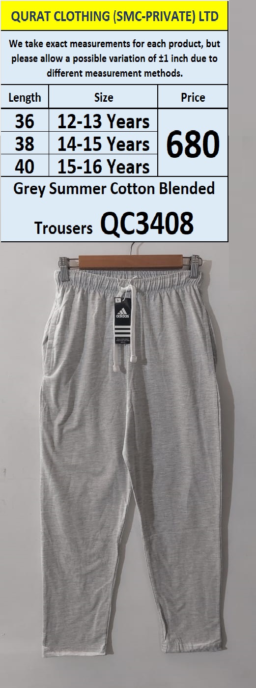  Grey Summer Cotton Blended Trouser – QC3408