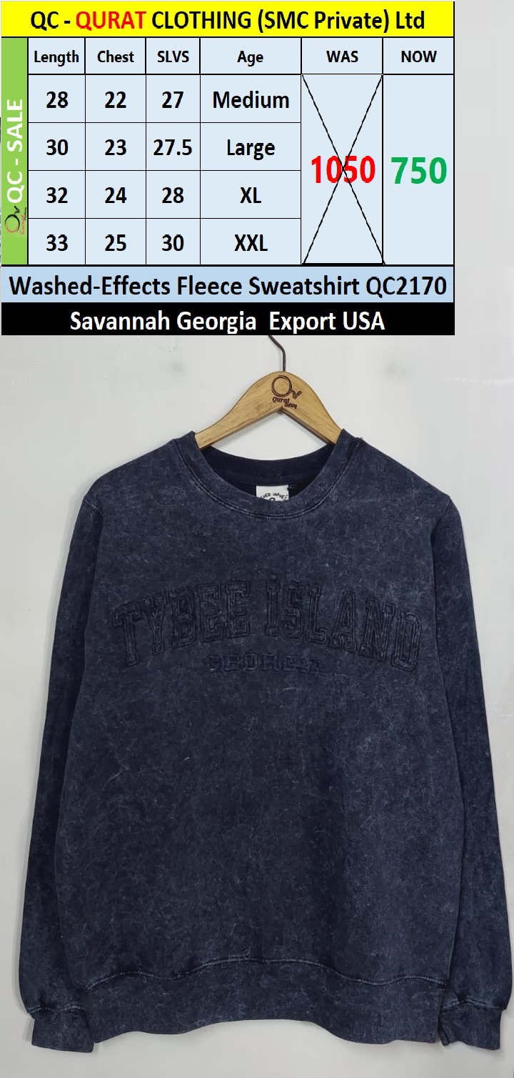 Savannah Georgia Brand Washed-Effects Fleece Sweatshirt QC2170 Export USA