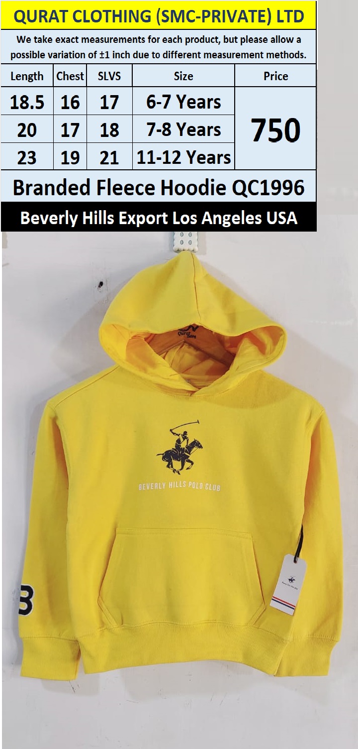 Beverly Hills Brand Fleece Hoodie QC1996 Export Los Angeles USA