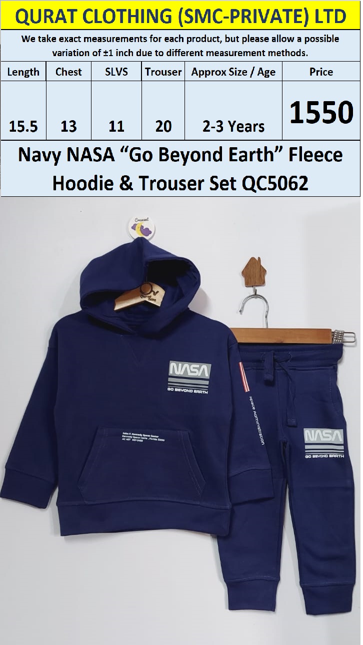 Navy NASA “Go Beyond Earth” Fleece Hoodie & Trouser Set QC5062  - QC5062
