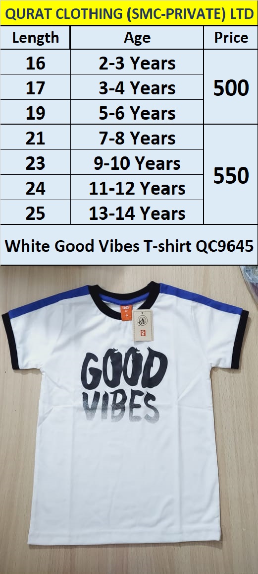 White Good Vibes T-shirt QC9645 Brand Childhood