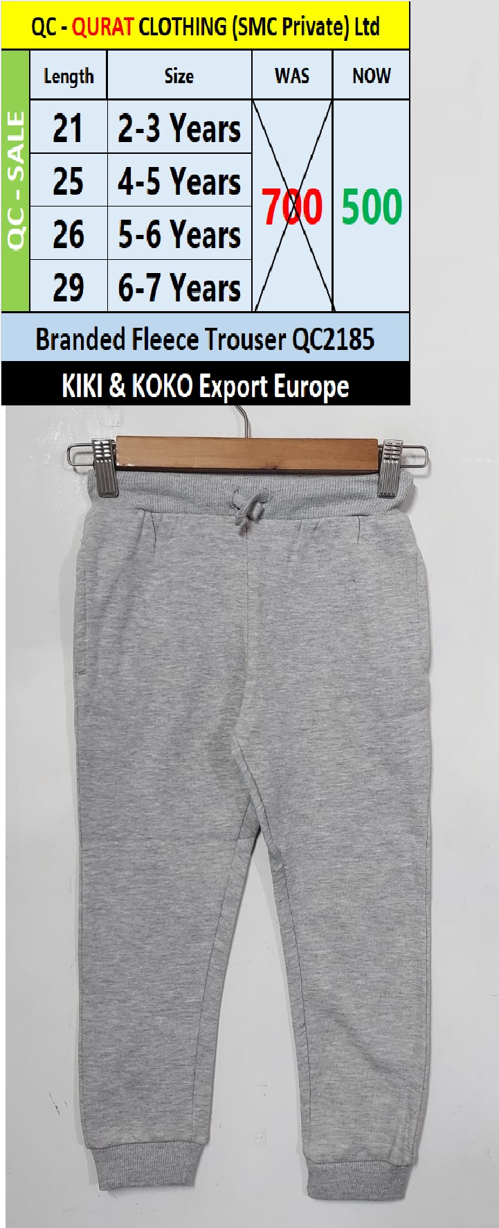 KIKI & Koko Brand Fleece Trouser QC2185 Export Europe 
