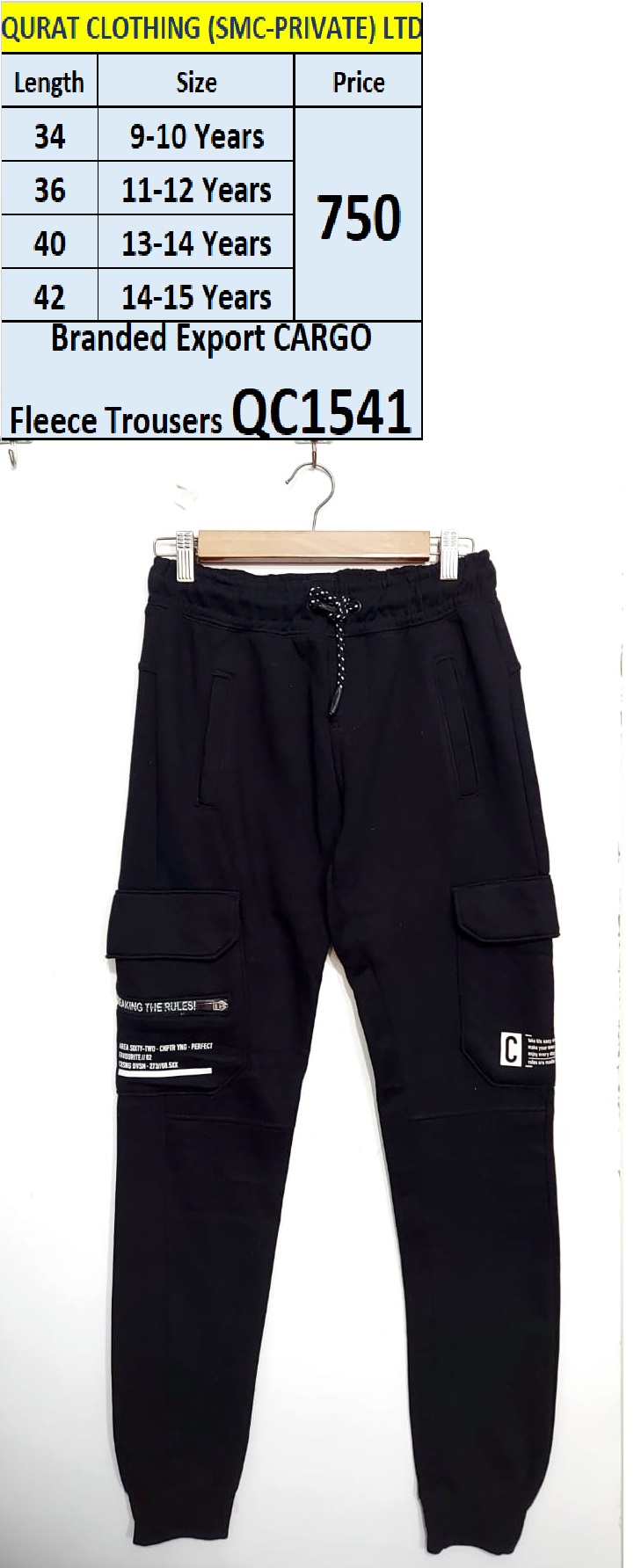 Branded Export Fleece Cargo Trouser QC1541 Export