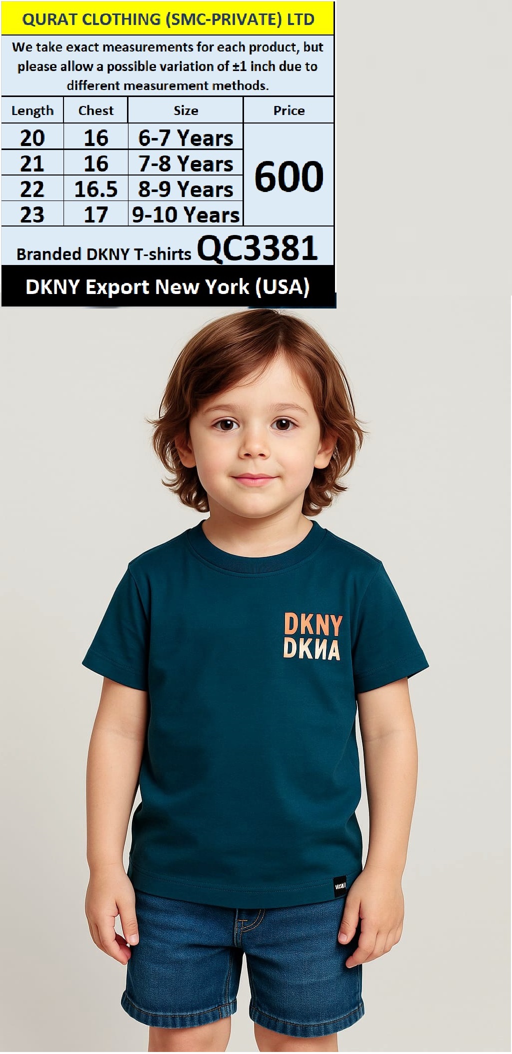 Branded DKNY T-Shirt QC3381 Export New York (USA)