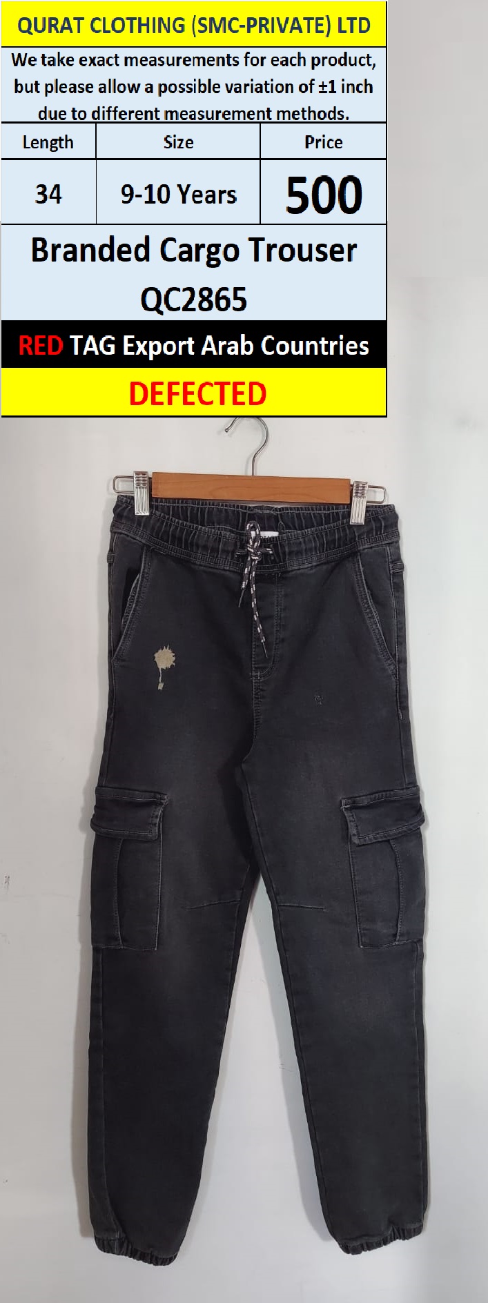 RED TAG Brand Cargo Trouser QC2865 Export Arab Countries (Minor Defected