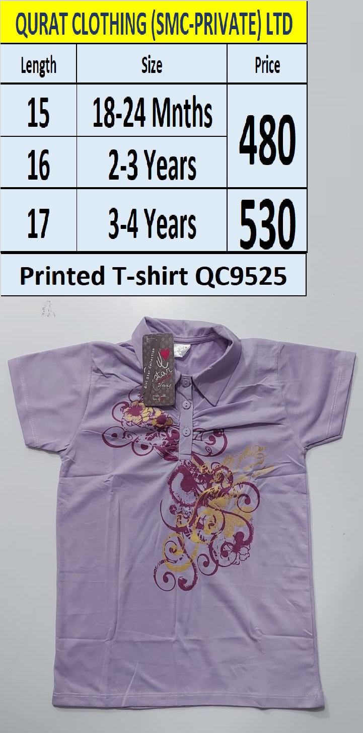 Purple Printed Collar Half Sleeves T-shirt QC9525 Brand Girl Star Collection