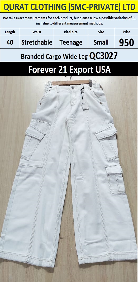 Forever 21 Branded Cargo Wide Leg QC3027 Export USA