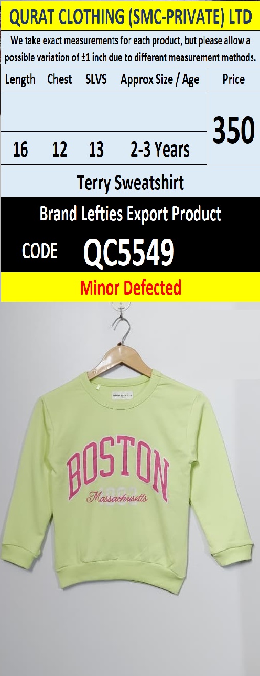 Lefties Brand Fleece Sweatshirt Export Europe or USA (Minor Defected Product)- QC5549