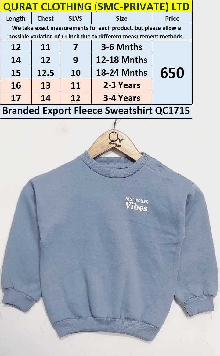 Branded Export Fleece Best Roller Vibes Sweatshirt QC1715 | Qurat Clothing