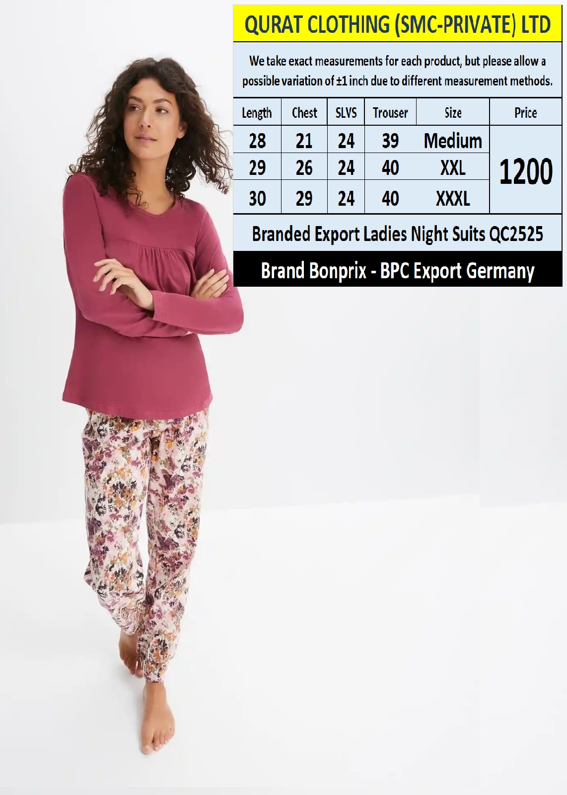 Bonprix - BPC Brand Ladies Night Suits QC2525 Export Germany