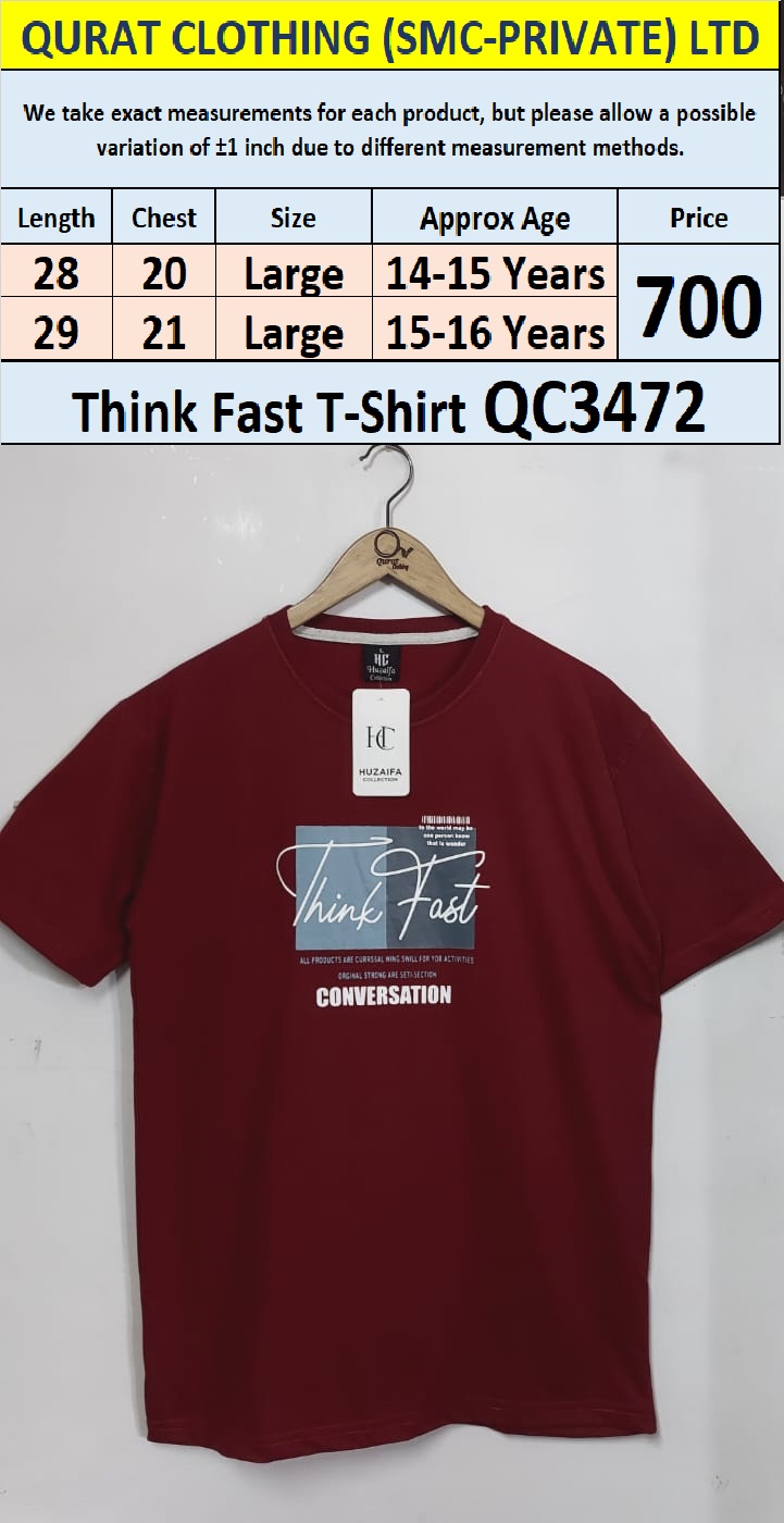 Soft Cotton Blended Think Fast T-Shirt QC3472