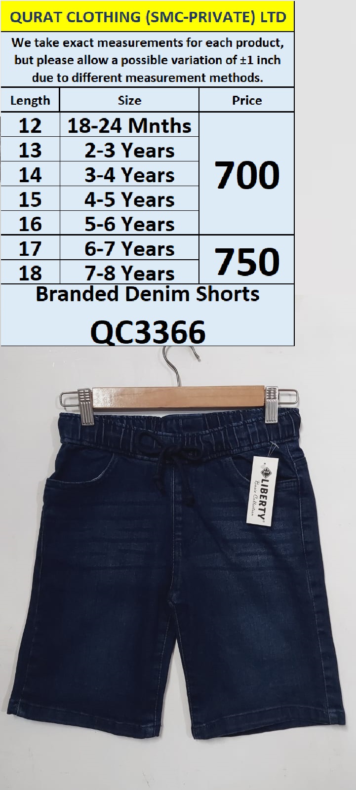 Branded Denim Shorts QC3366
