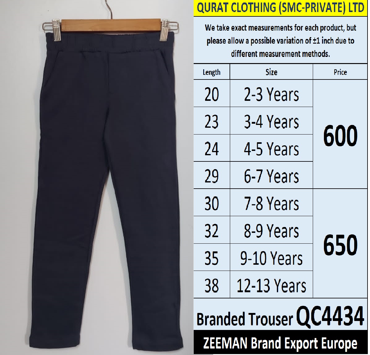 Zeeman Brand Trouser Export Europe - QC4434