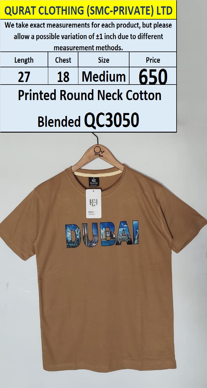 Dubai Round Neck Cotton Blended T-shirt QC3050