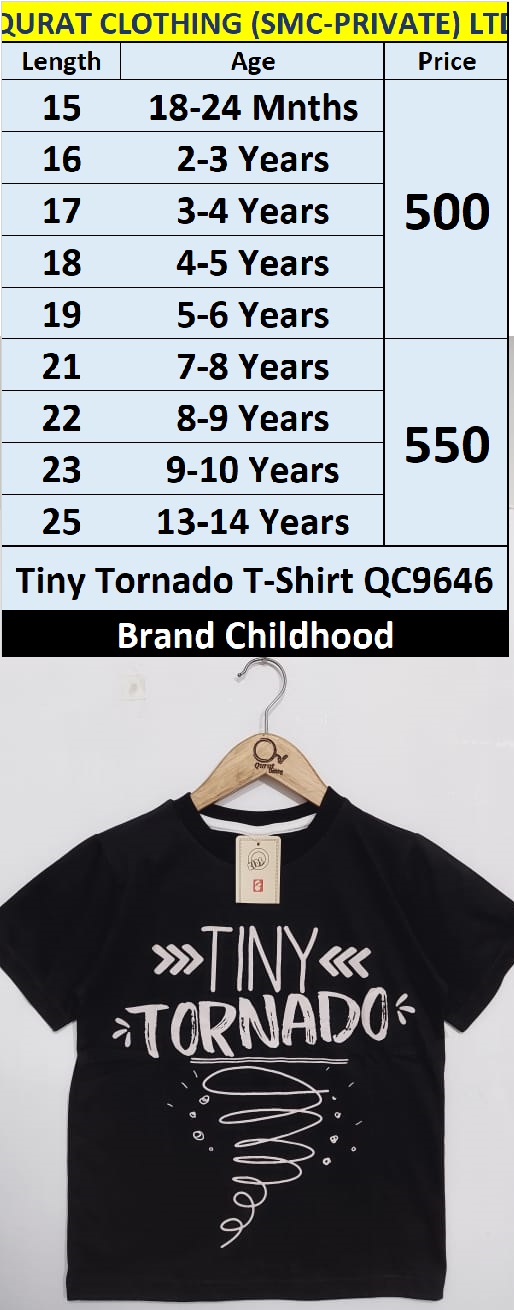 Black Tiny Tornado T-shirt QC9646 Brand Childhood