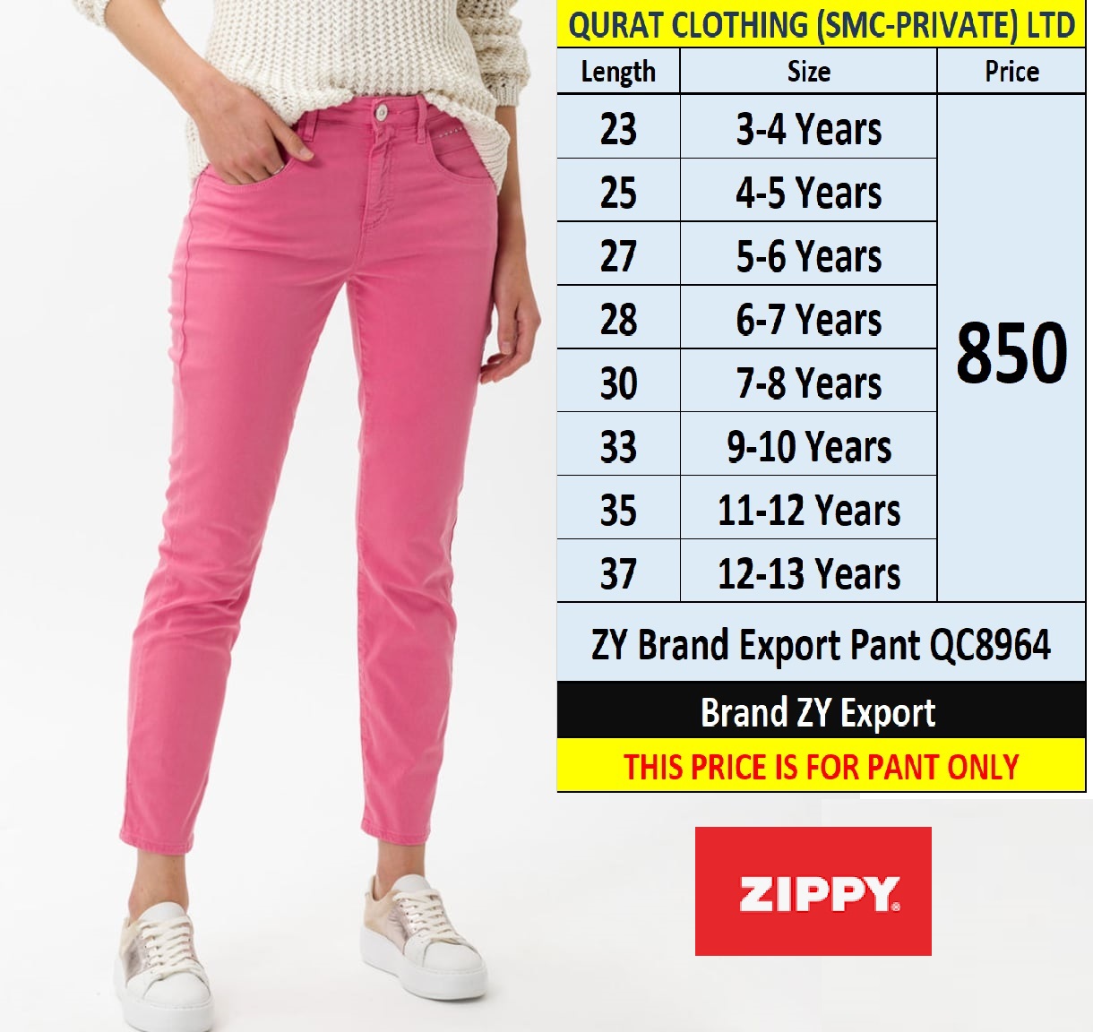 ZY (Zippy) Brand Pant QC8964 Export Czech Republic 
