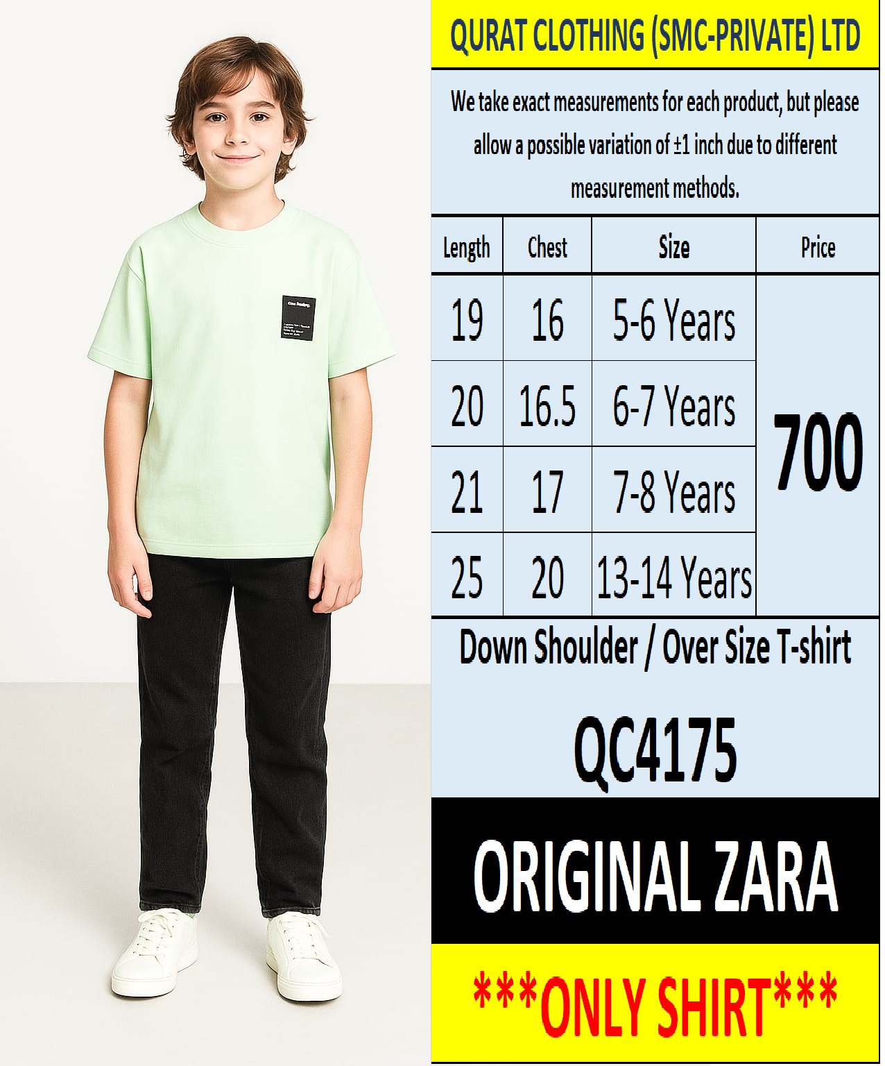 Original Zara Brand Trending Down Shoulder / Over Size T-shirt Export Spain, UK & USA - QC4175
