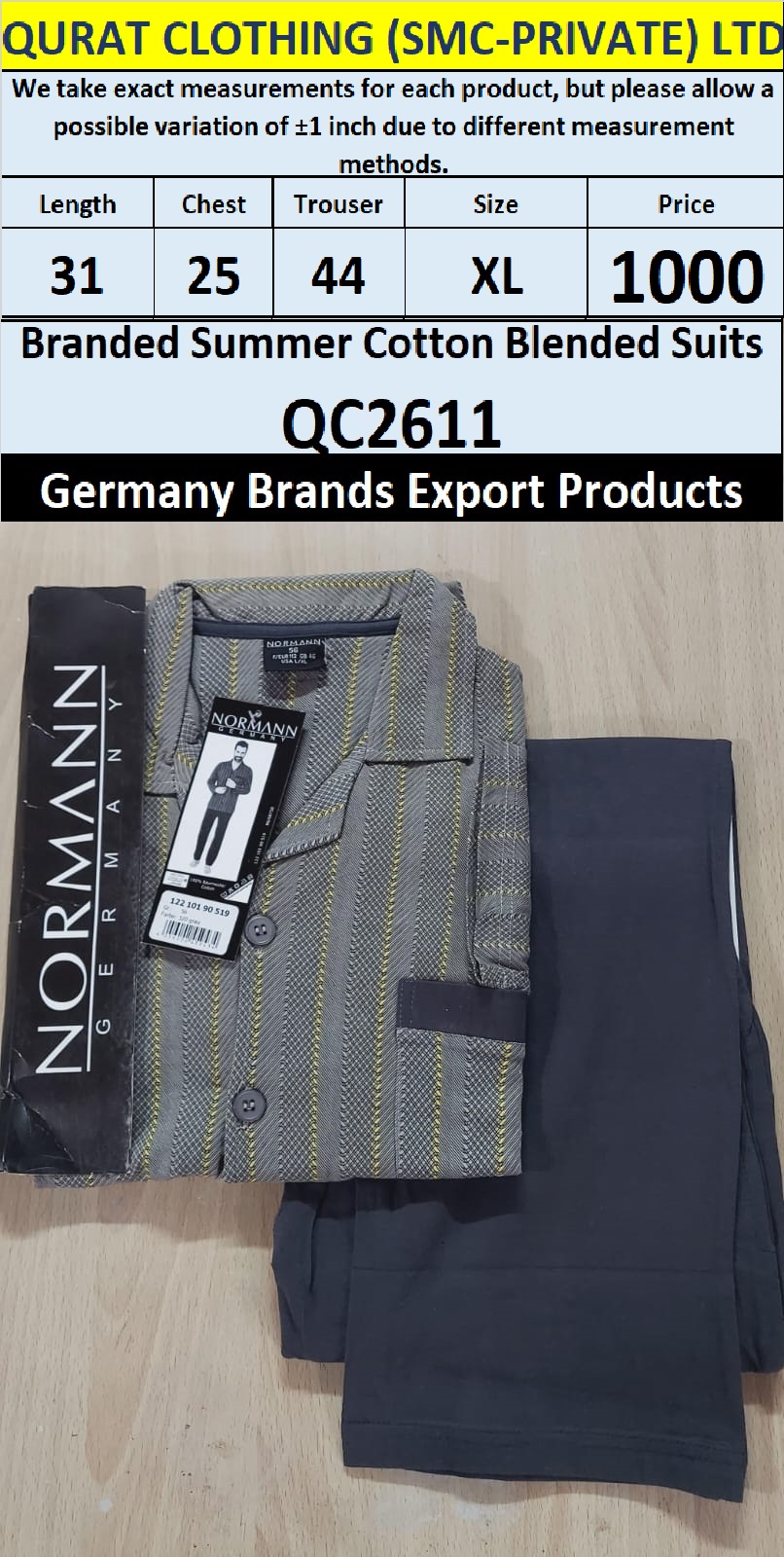 International Brands Summer Cotton Blended Suits Export Germany QC2611