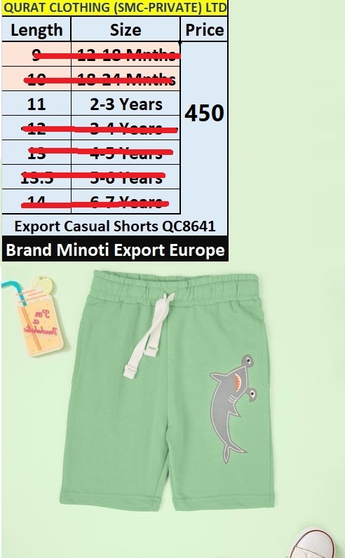 Minoti Branded Shark Print Shorts QC8641 Export Europe