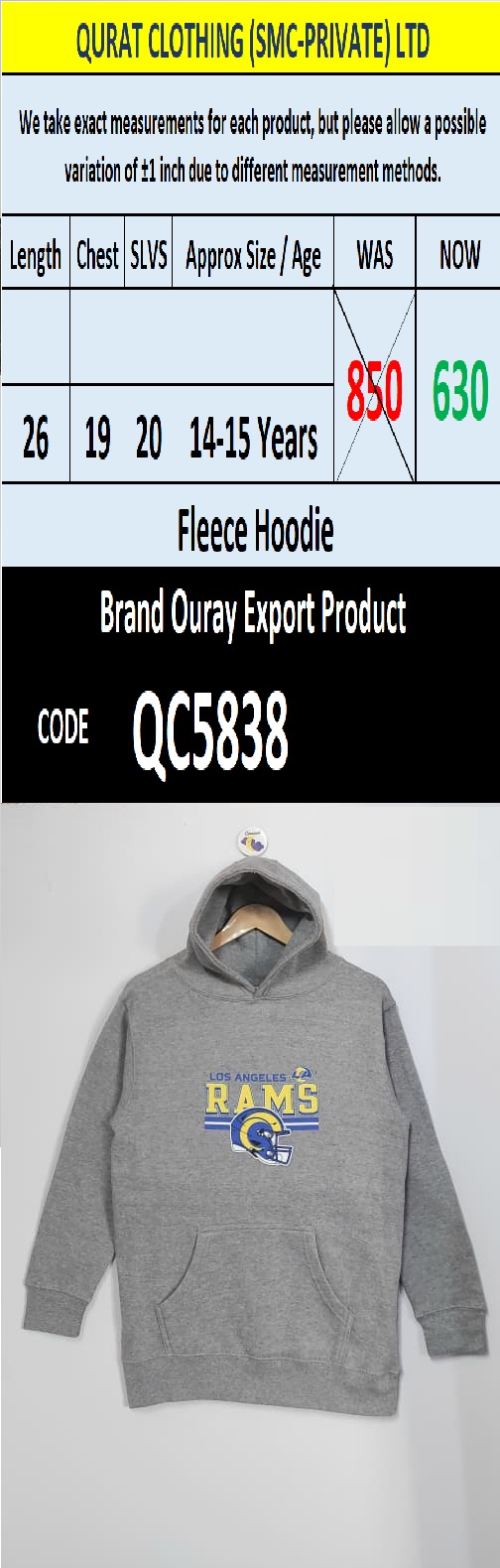 Top International Branded Export Hoodie / Sweatshirt Products - QC5838
