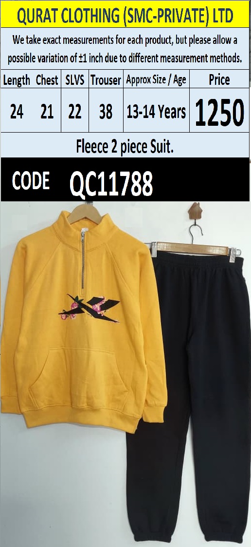 Mustard Yellow and Black Fleece 2 Piece Suit with Floral Graphic — QC11788
