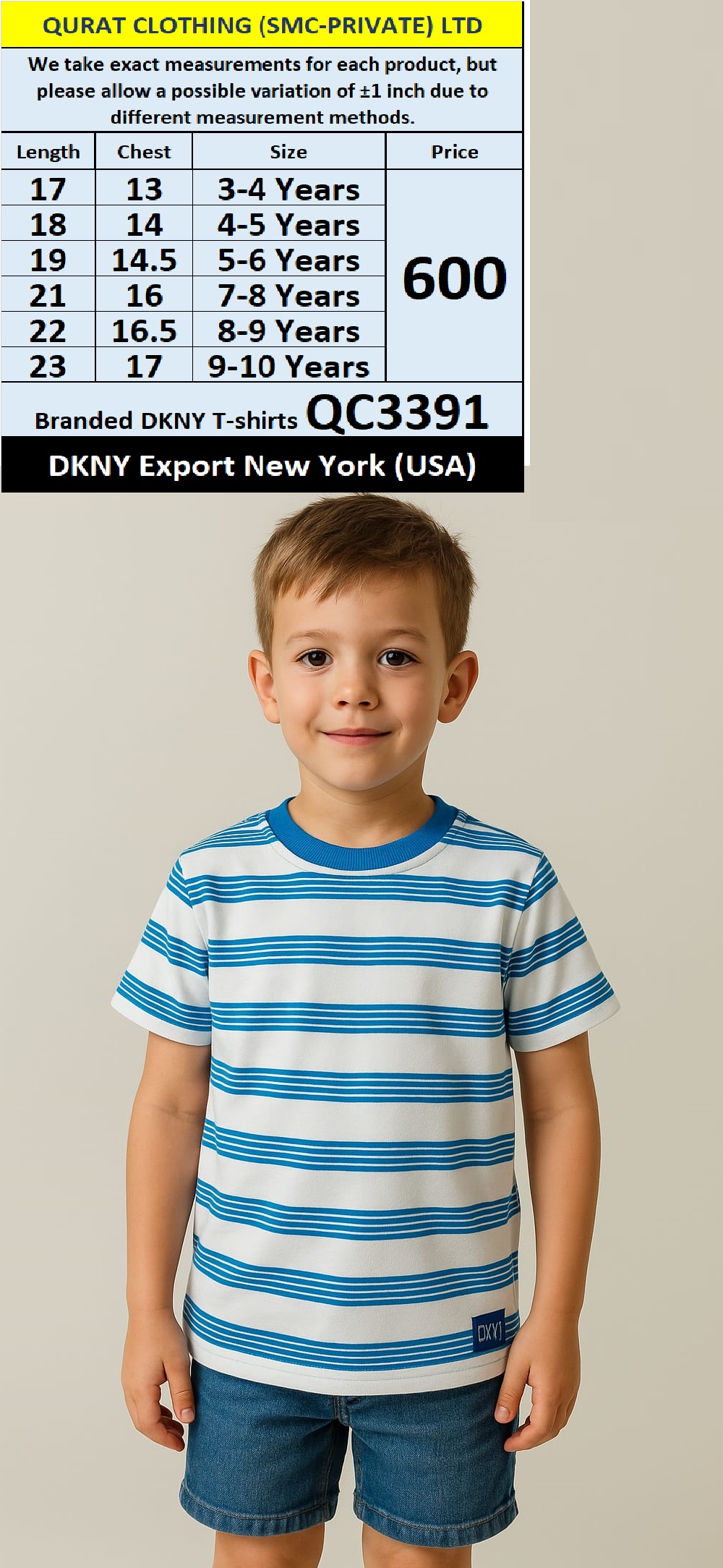 Branded DKNY T-Shirt QC3391 Export New York (USA)