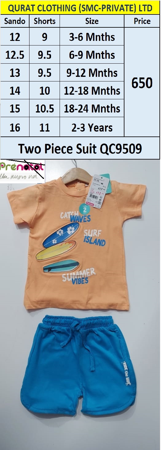 Prenatal Branded Catch Waves Summer Vibes Sando Suit Export Europe QC9509