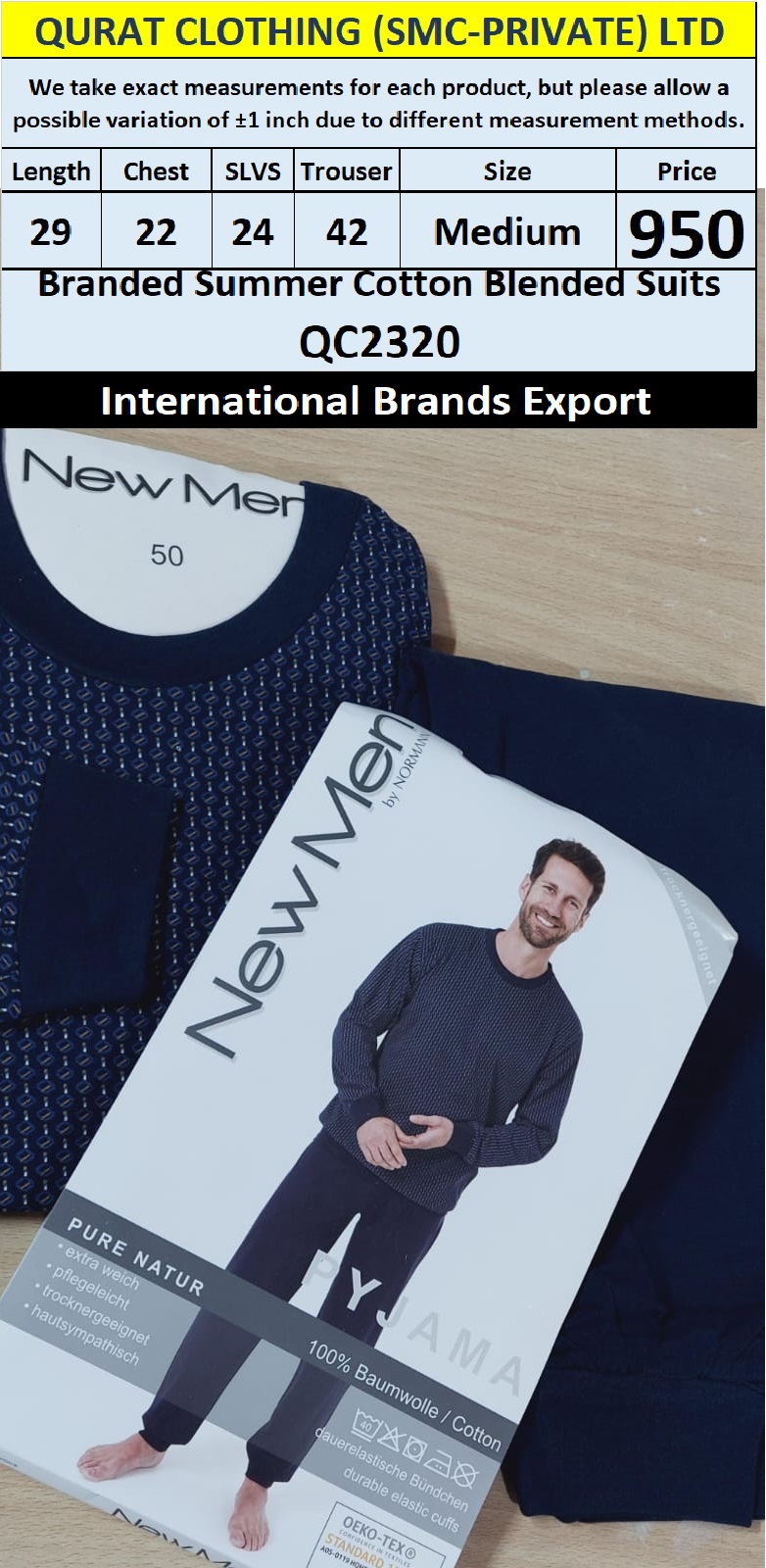 International Brands Summer Cotton Blended Suits Export Germany QC2320