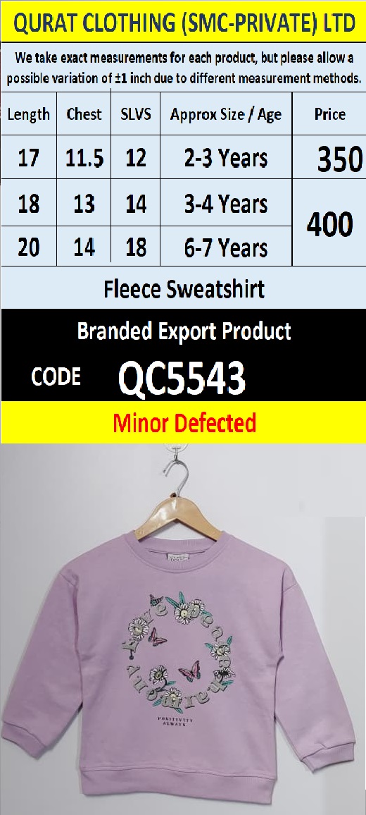 Branded Fleece Sweatshirt Export Europe or USA (Minor Defected Product) - QC5543