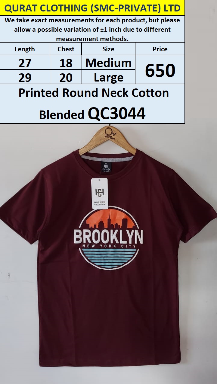 Brooklyn New York City Round Neck Cotton Blended T-shirt QC3044