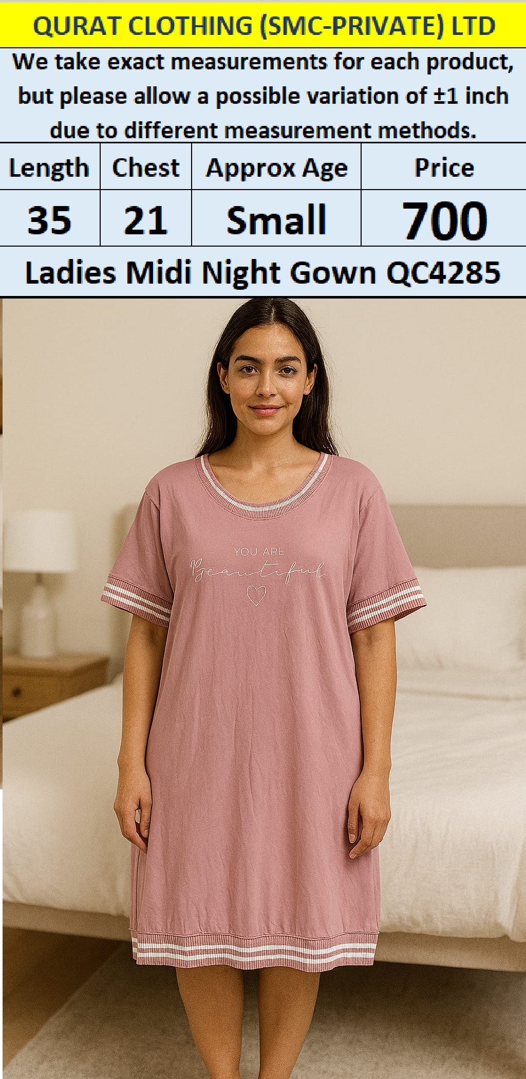 Branded Export Midi Nightgown QC4285