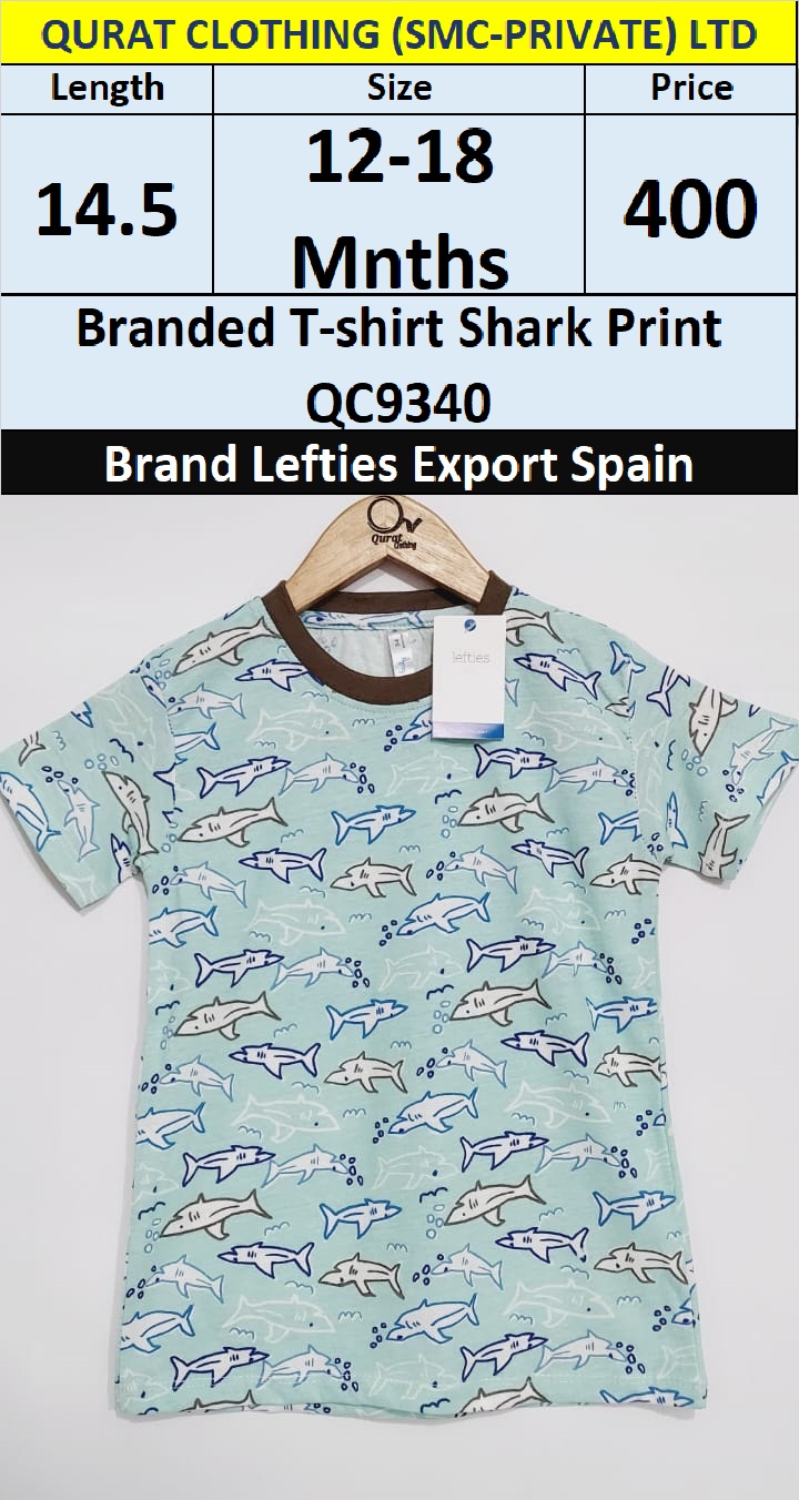 Branded T-shirt Shark Print QC9340 Brand Lefties Export Spain
