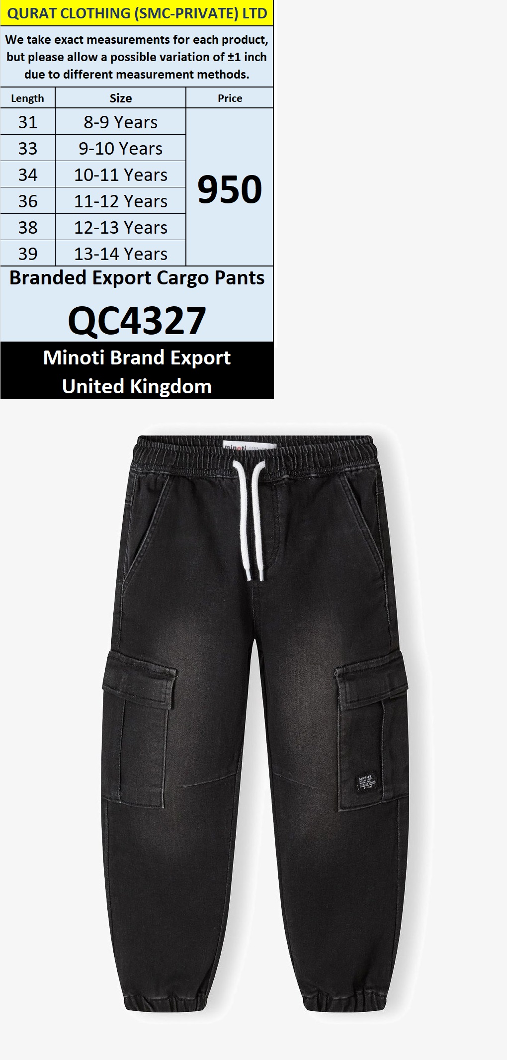 Minoti Brand Cargo Pant QC4327 Export United Kingdom 