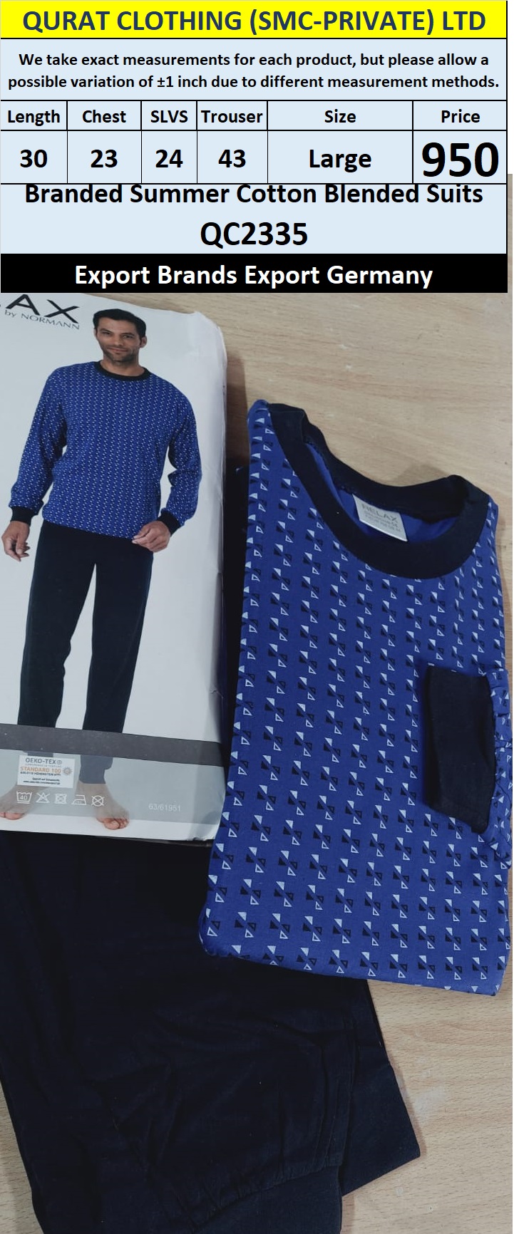International Brands Summer Cotton Blended Suits Export Germany QC2335