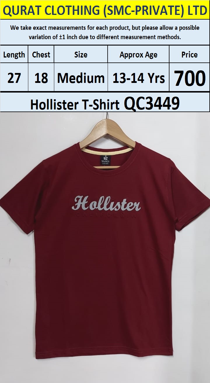 Soft Cotton Blended Hollister - T-Shirt QC3449