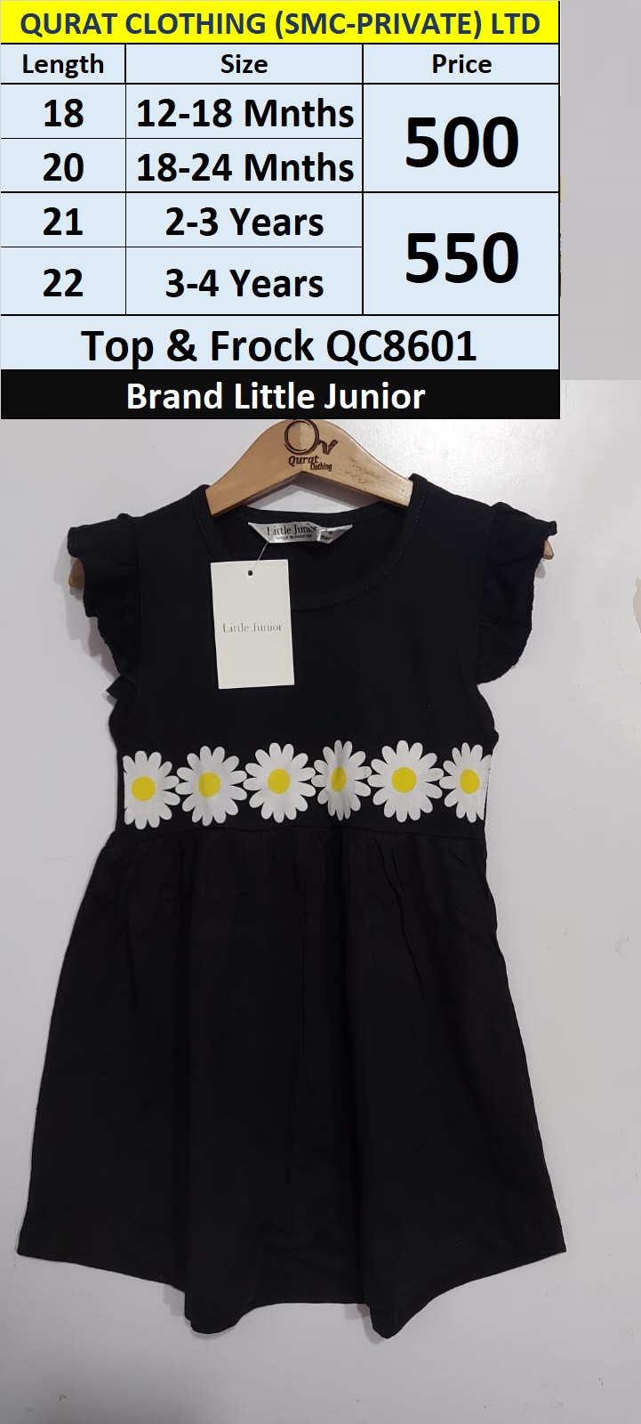 Black Sun Flower Frock QC8601 Brand Little Junior (PD)