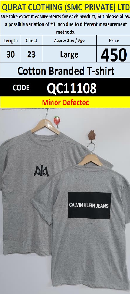 Calvin Klein Jeans Grey Cotton Blended Back Print T-Shirt – QC11108