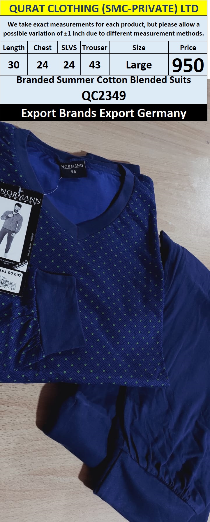 International Brands Summer Cotton Blended Suits Export Germany QC2349