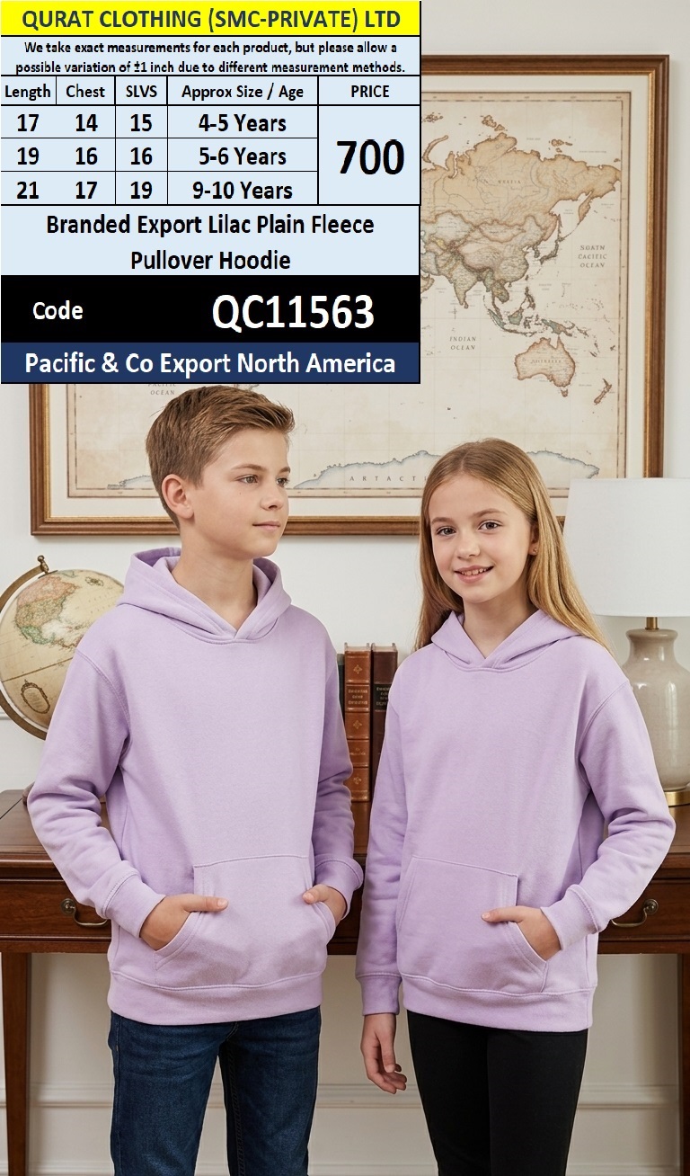 Branded Export Lilac Plain Fleece Pullover Hoodie – Pacific & Co Export North America – QC11563