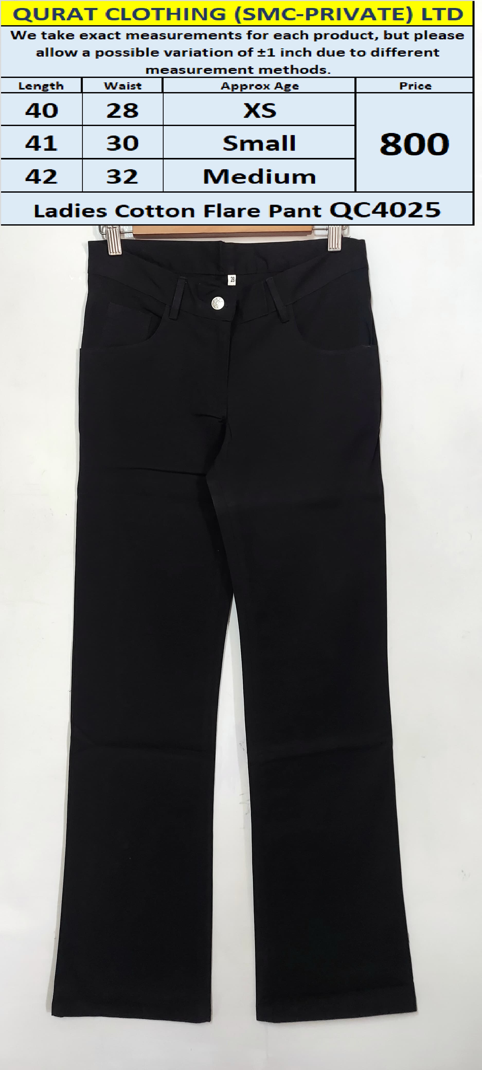 Ladies Cotton Flare Pant QC4025