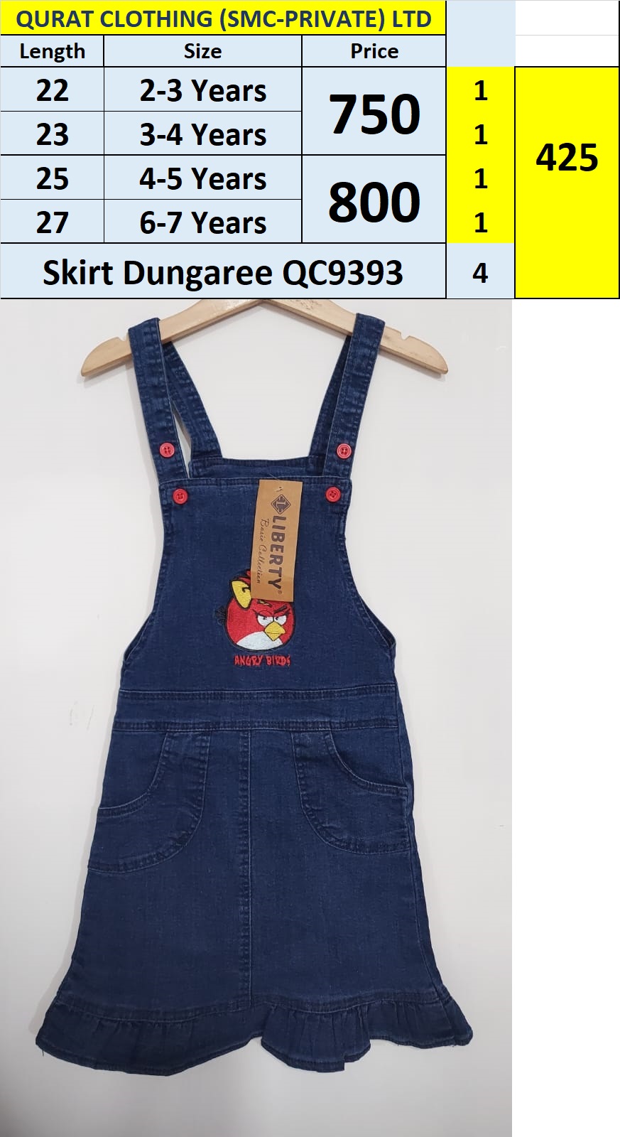 Angry Birl Skirt Dungaree / Romper QC9393 (Big Group)