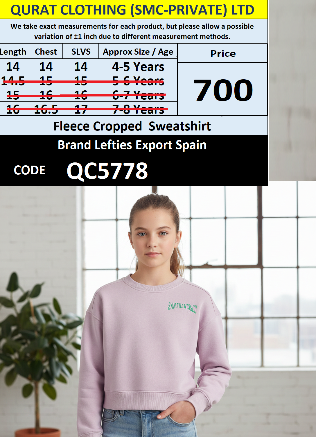 Lefties Brand Fleece Cropped Sweatshirt Export Europe - QC5778