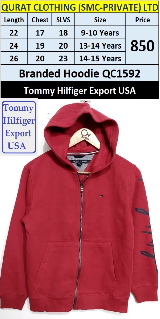 Tommy Hilfiger Red Hoodie QC1592, Export USA