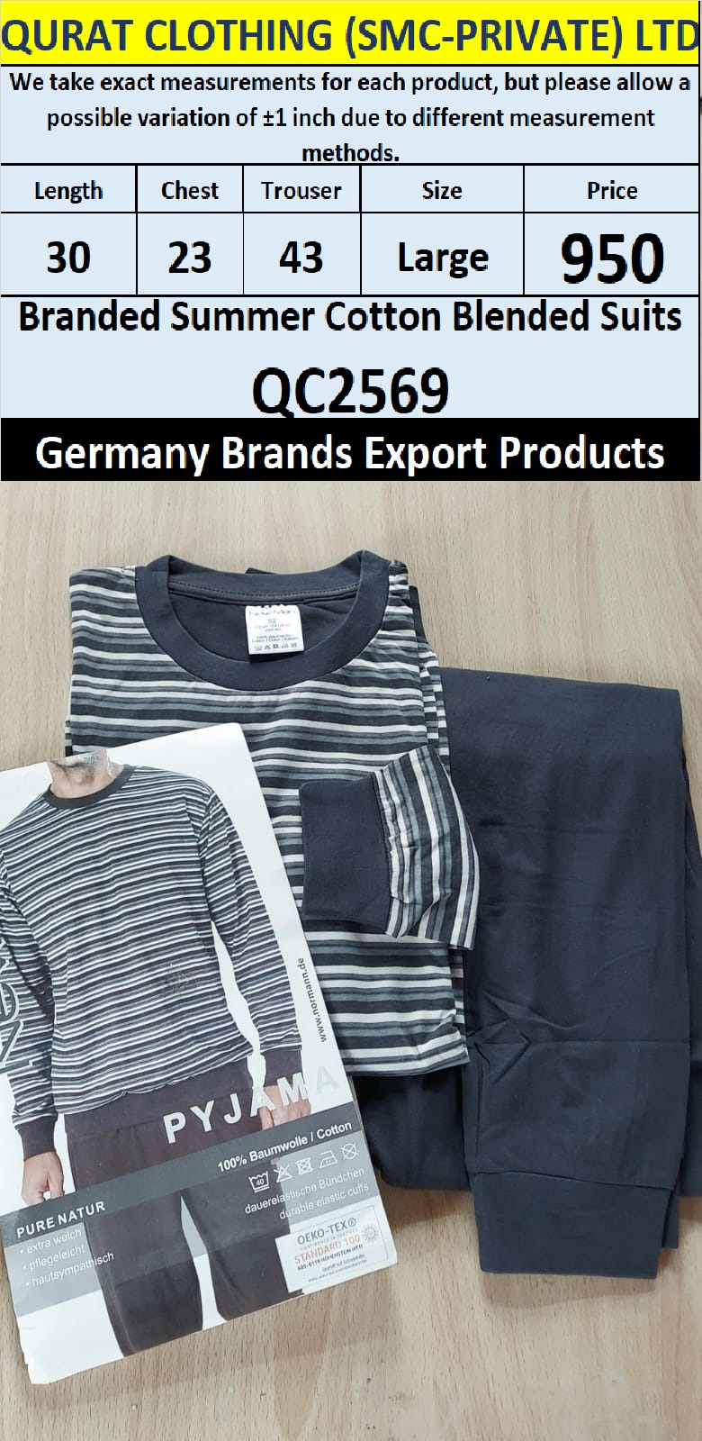 International Brands Summer Cotton Blended Suits Export Germany QC2569