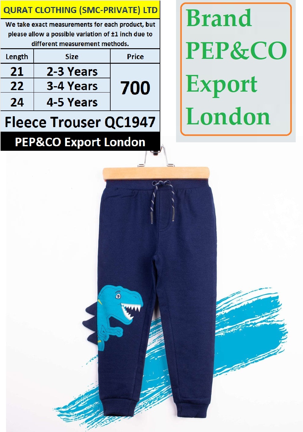 PEP&CO Brand Fleece Trouser QC1947 Export London