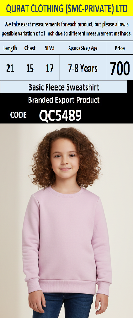 Branded Fleece Sweatshirt Export Product - QC5489