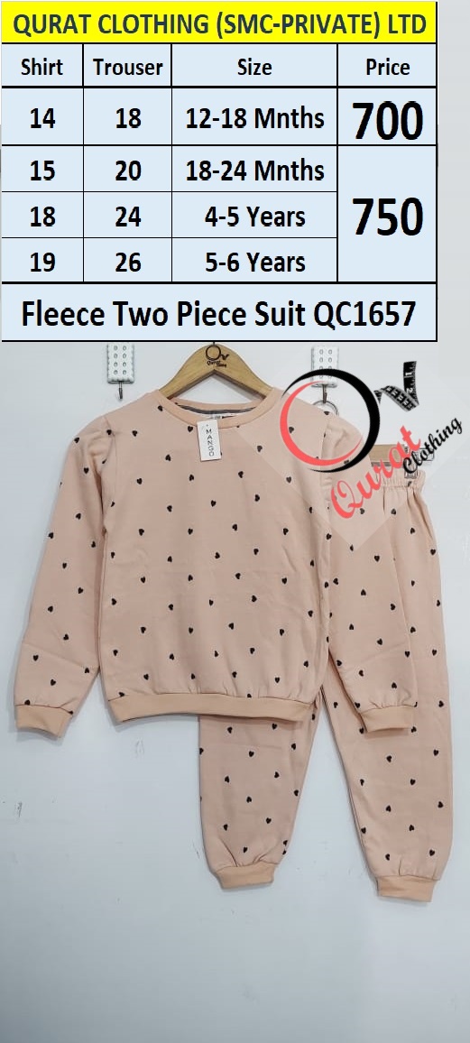 Peach Heart Print Winter Two Piece Suits QC1657
