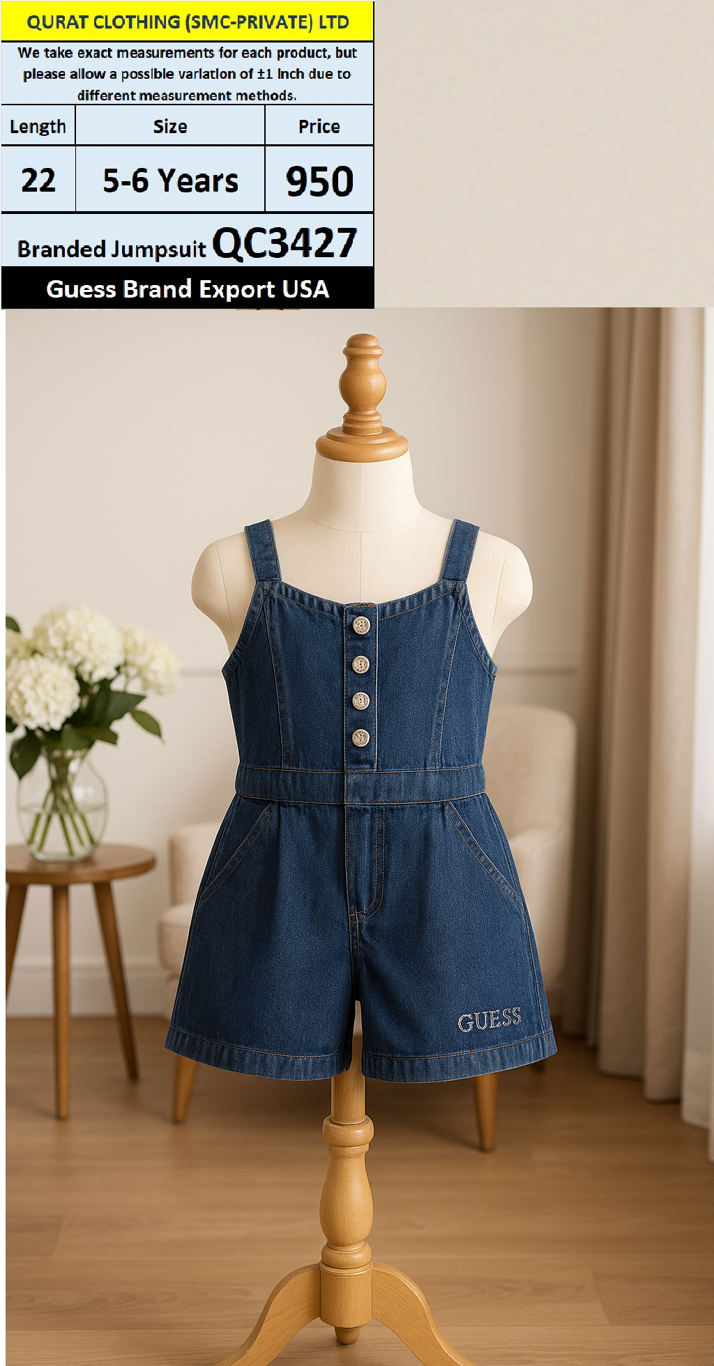 Guess Brand Jumpsuit QC3427 Export USA
